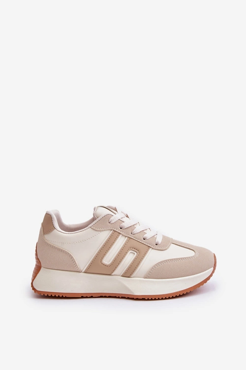 Sneakersy Buty Sportowe Na Platformie Damskie Beżowe Thari