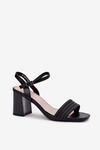 Sandały Damskie Na Słupku Z Cyrkoniami I Plecionką Vinceza 62228 Czarne