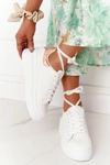 Sportowe Buty Sneakersy Na Platformie Biało-Złote Shine Bright