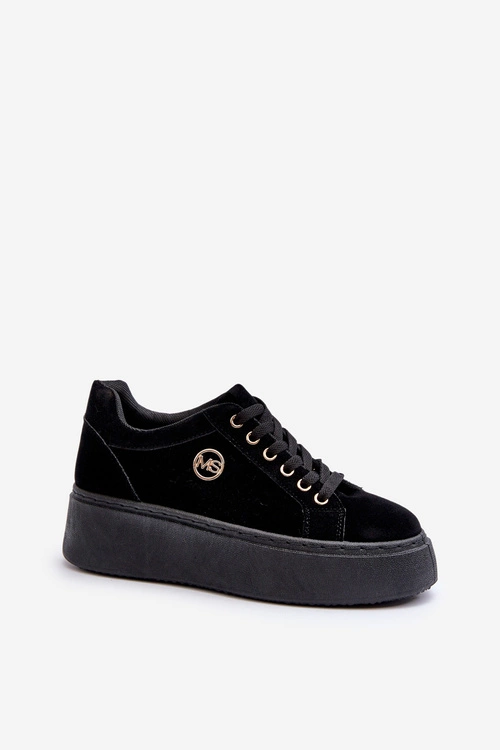 Niskie Sneakersy Damskie Na Platformie Czarne Telirra