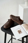 Skórzane Półbuty Barefoot Damskie Zazoo 10189 Czekoladowe