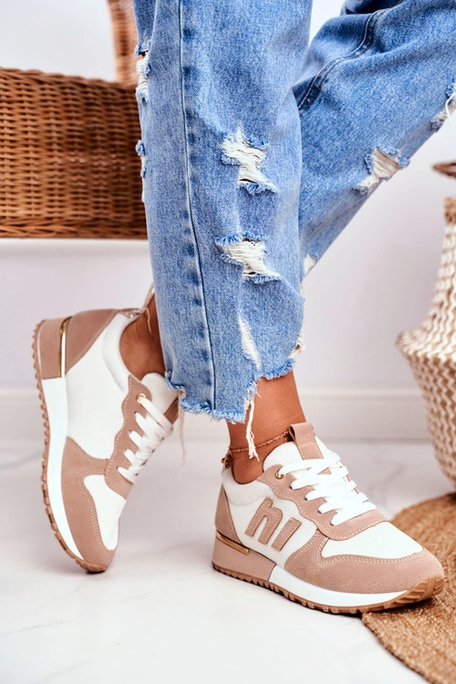Damskie Sportowe Buty Sneakersy Beżowe Maddie