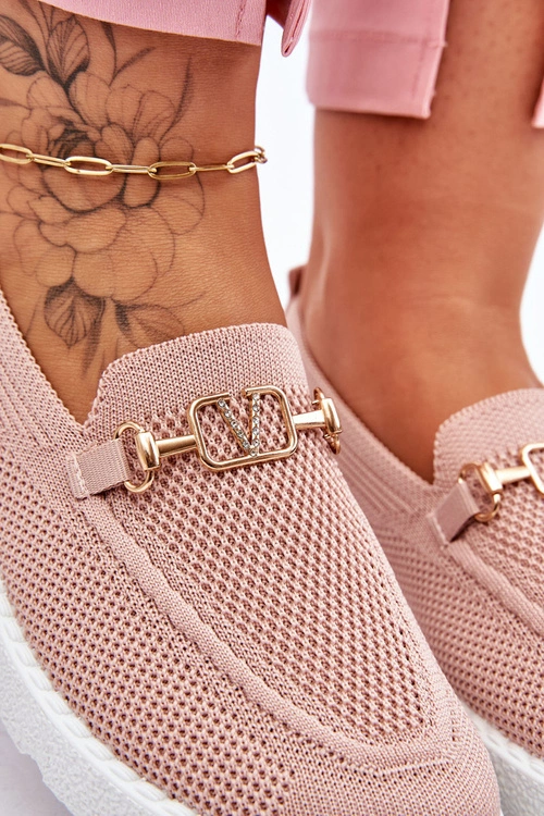 Damskie Wsuwane Tenisówki Slip-On Z Ozdobą Różowe Alena