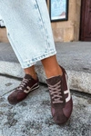 Skórzane Zamszowe Sneakersy Damskie Zazoo N1402S2 Czekoladowe