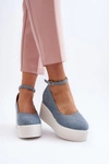 Damskie Jeansowe Espadryle Na Koturnie Niebieskie Malla