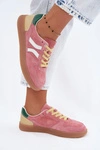 Skórzane Zamszowe Sneakersy Damskie Różowe Coressa