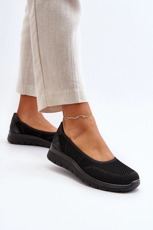 Baleriny Na Platformie I Koturnie Czarne Aviaba