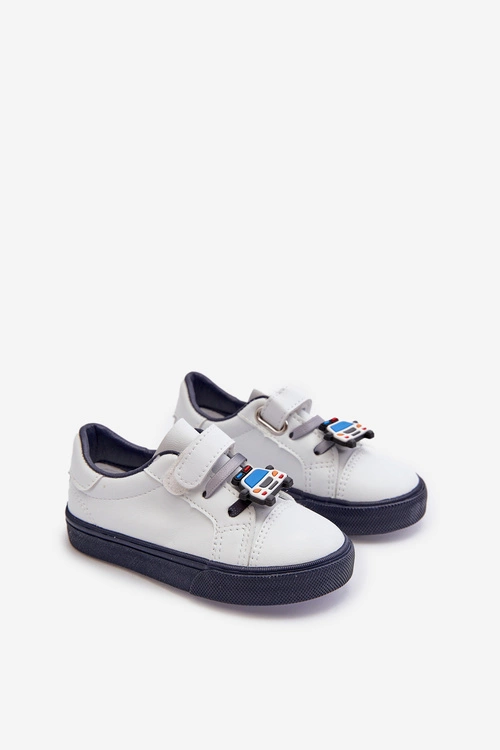 Dziecięce Sneakersy Trampki Z Przypinką Biało-Granatowe Pennyn
