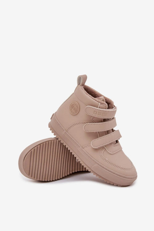 Ocieplane Botki Sneakersy Dziecięce Na Rzepy Big Star SS374072 Beżowe