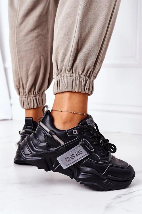 Damskie Sportowe Buty Sneakersy Big Star GG274215 Czarno-Szare