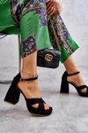 Damskie Zamszowe Sandały Na Obcasie Lewski Shoes 3221 Czarne