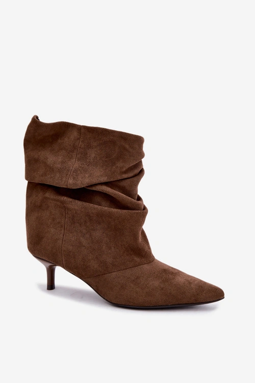 Wsuwane Botki Typu Slouchy Na Obcasie Khaki Loralia