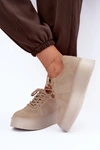 Skórzane Zamszowe Sneakersy Damskie Na Platformie Lee Cooper LCJ-26-01-4643 Beżowe