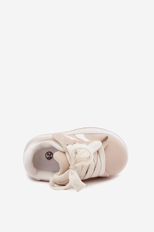 Dziecięce Buty Sportowe Sneakersy Na Rzep Z Imitacji Skóry Beżowe Zoya