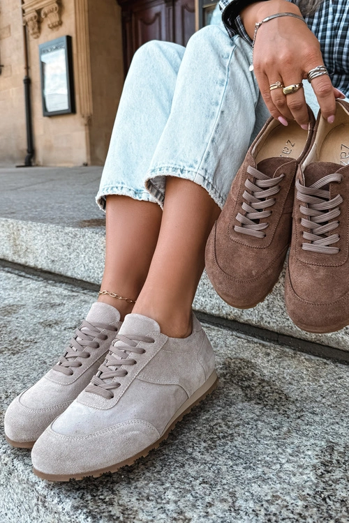 Sneakersy Barefoot Z Naturalnego Zamszu Zazoo N1422 Beżowe