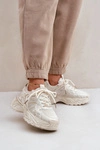 Sneakersy Damskie Z Przetarciami Na Platformie Beżowe Seladwen