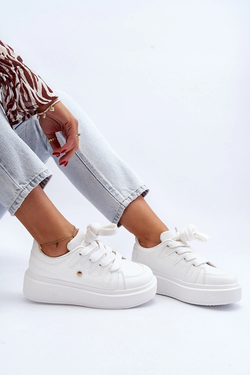 Sneakersy Damskie Na Platformie Białe Asylia