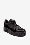 Damskie Skórzane Buty Sportowe Na Platformie M01/1 Zazoo Czarne