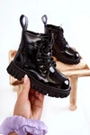 Lakierowane Ocieplane Botki Czarne Heidi
