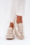 Buty Sportowe Sneakersy Damskie Panterka Beżowe Galabis