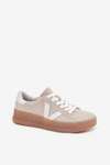 Sneakersy Damskie Z Naturalnego Zamszu Na Platformie Vinceza 79597 Beżowe