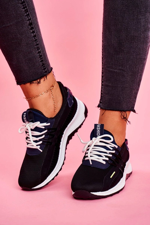 Sportowe Damskie Buty Sneakersy Czarne Pamela