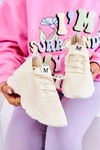 Sportowe Buty Sneakersy Materiałowe Jasnobeżowe Nolene