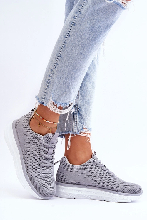 Damskie Sznurowane Buty Sportowe Szare Lavarone