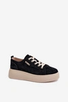 Skórzane Zamszowe Sneakersy Na Platformie Kobbo 41535 Czarne