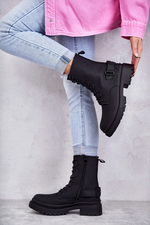 Damskie Botki Ocieplane Na Suwak Czarne Fabiola