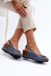 Damskie Lekkie Sandały Na Koturnie Comfort Shoes Niebieskie Efravia