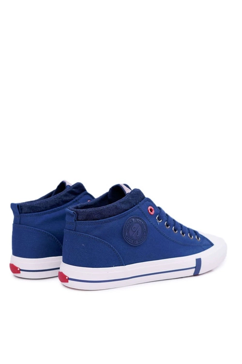 Trampki Męskie Cross Jeans Wysokie Materiałowe Granatowe DD1R4057