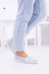 Damskie Niebieskie Skórzane Slip On Frela