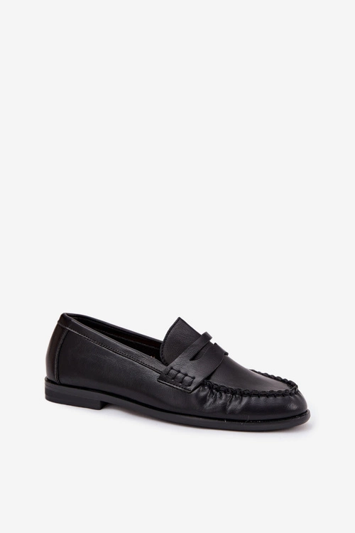 Półbuty Loafersy Damskie Z Eko Skóry Czarne Lilith