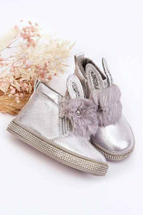 Botki Śniegowce Dziecięce Na Zamek Srebrne Mothia