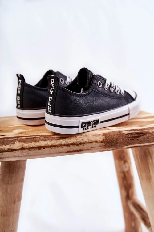 Dziecięce Skórzane Trampki BIG STAR KK374039 Czarne