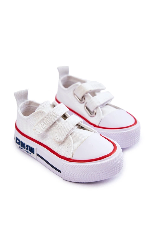 Dziecięce Materiałowe Trampki Na Rzep BIG STAR KK374085 Białe