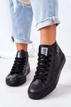 Damskie Skórzane Wysokie Trampki Big Star GG274015 Czarne