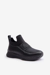 Buty Sportowe Na Platformie Skórzane Czarne Artiker 55C0035
