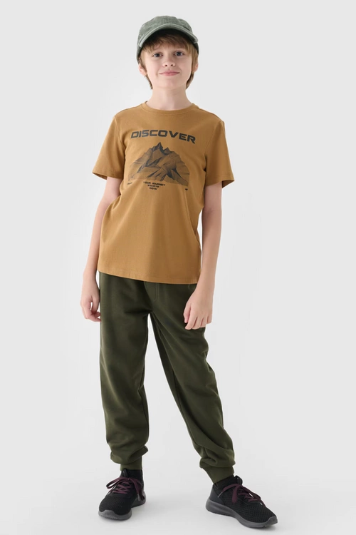 Koszulka T-Shirt Z Nadrukiem Dla Chłopca 4F 4FJWAW24TTSHM1553-74S Żółta