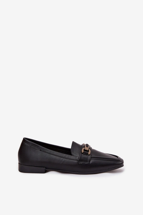 Półbuty Loafersy Damskie Z Ozdobą Czarne Priscelle