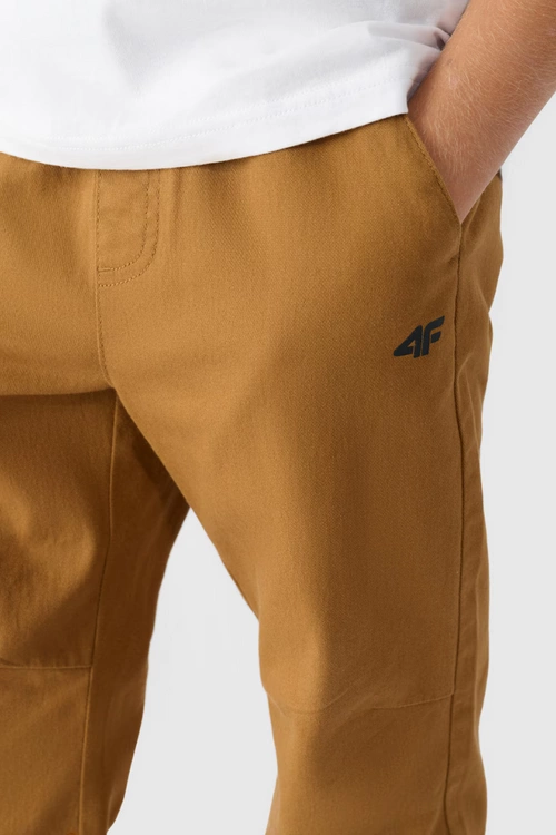 Chłopięce Spodnie Joggery Casual Gładkie 4F 4FJWMM00TTROM0812-82S Brązowe