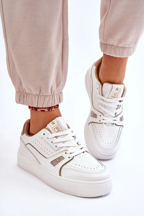 Damskie Wygodne Skórzane Sneakersy Białe Bowen