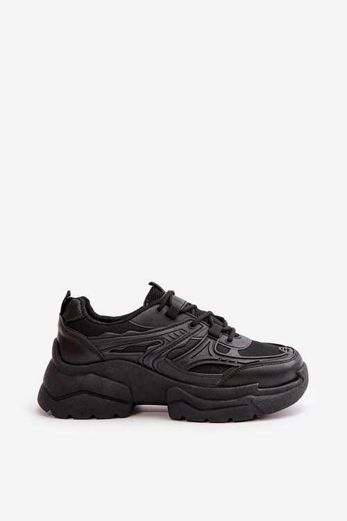 Buty Sportowe Sneakersy Damskie Na Masywnej Podeszwie Czarne Lerista