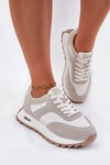 Zamszowe Sneakersy Na Platformie Damskie Big Star RR274896 HI-POLY SYSTEM Biało-Szare