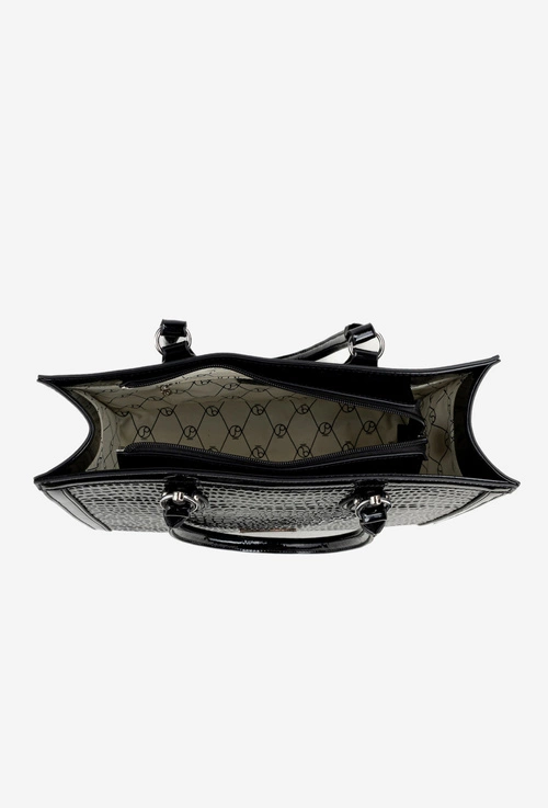 Lakierowana Torebka Z Tłoczonym Wzorem NOBO BAG6150-M20 Czarna