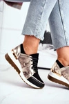 Skórzane Sneakersy Na Koturnie Złote Nicole 2465