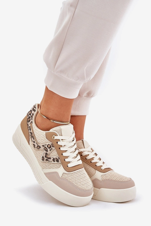 Buty Sportowe Damskie Na Platformie Panterka Khaki Lorori