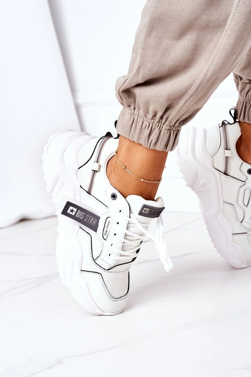 Damskie Sportowe Buty Sneakersy Big Star GG274213 Biało-Szare