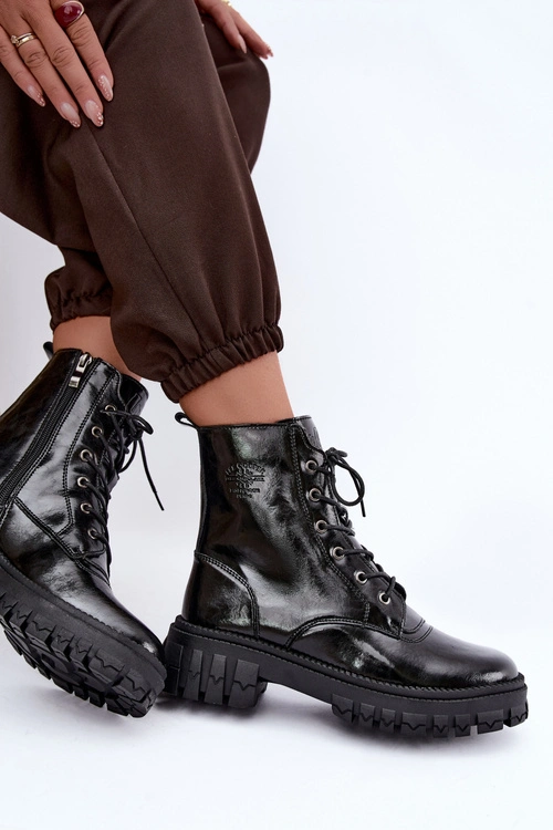 Skórzane Ocieplane Botki Workery Lee Cooper LCJ-26-16-4696 Czarne